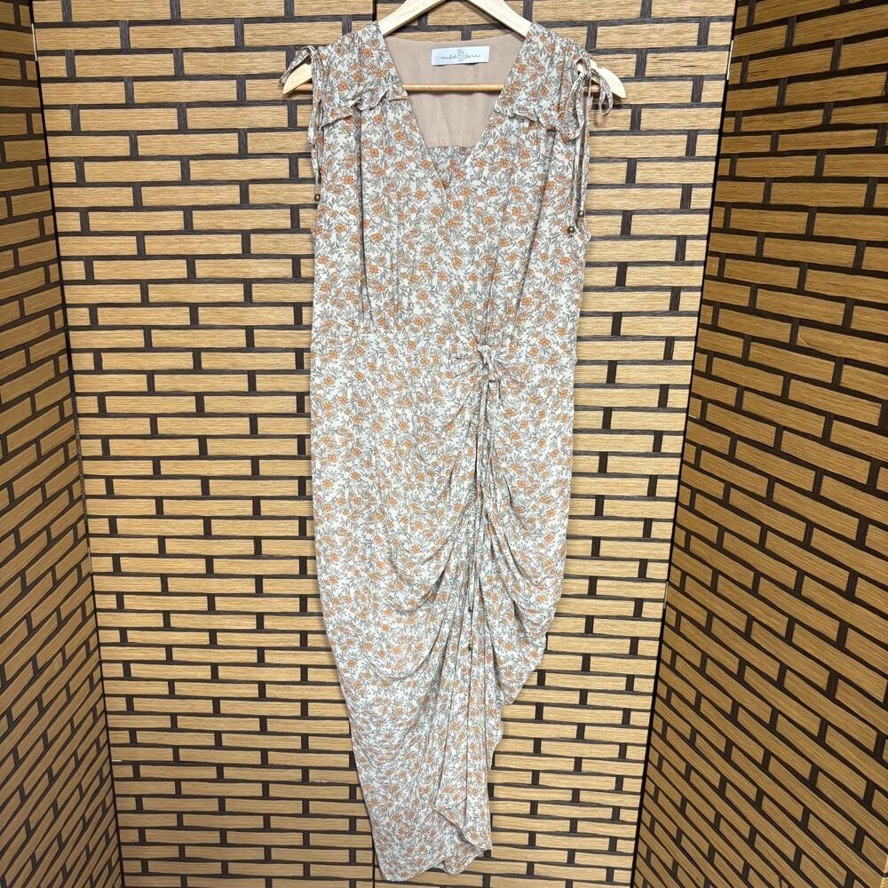 Wild Fern Pale Pink Floral Ruched Dress‎ Size Large